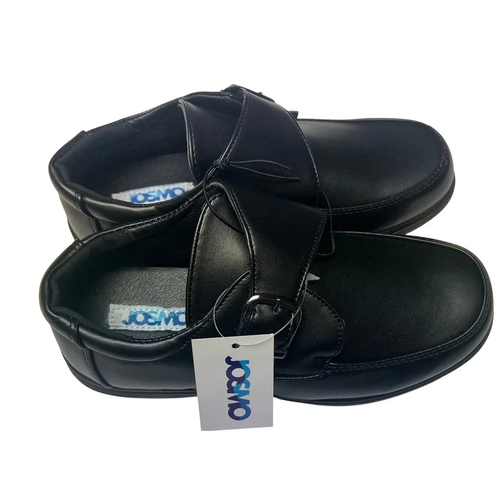 Josmo Boys Back to School Shoes Sz 3 Big Kid Black Strap Buckle Loafers New